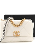 Goatskin Quilted Medium CHNL 19 Flap White