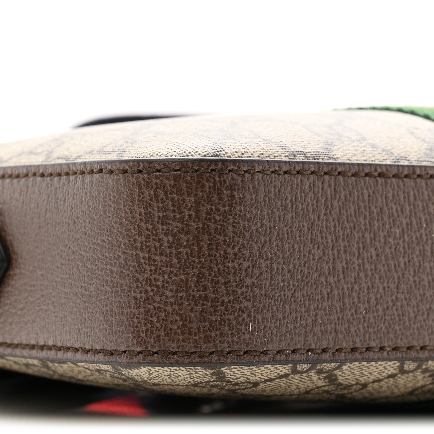 GG Supreme Monogram Textured Dollar Calfskin Web Ophidia Wristlet Shoulder Bag Beige Ebony New Acero