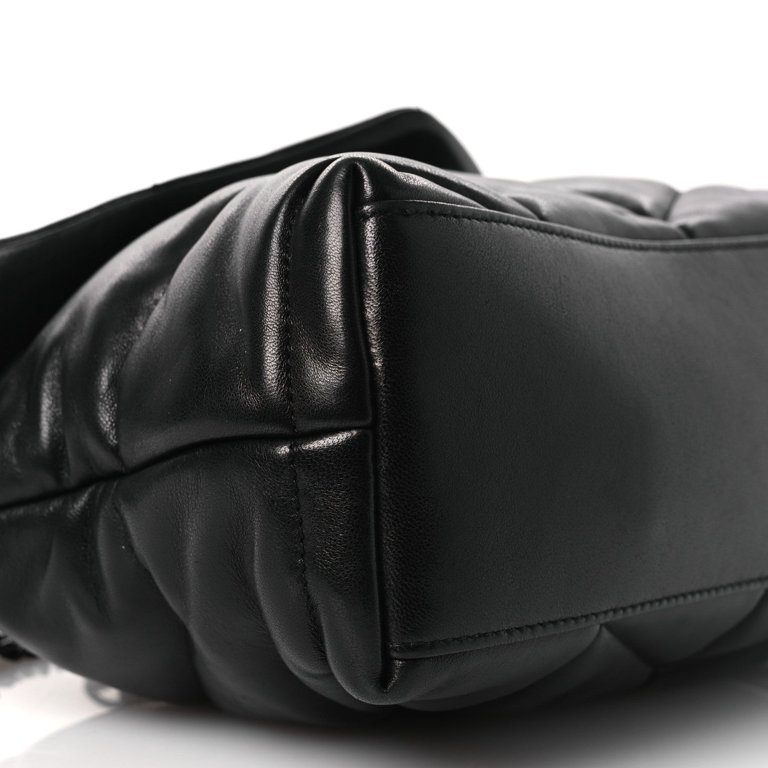 Lambskin Quilted Toy Loulou Puffer Monogram Monochrome Chain Satchel Black