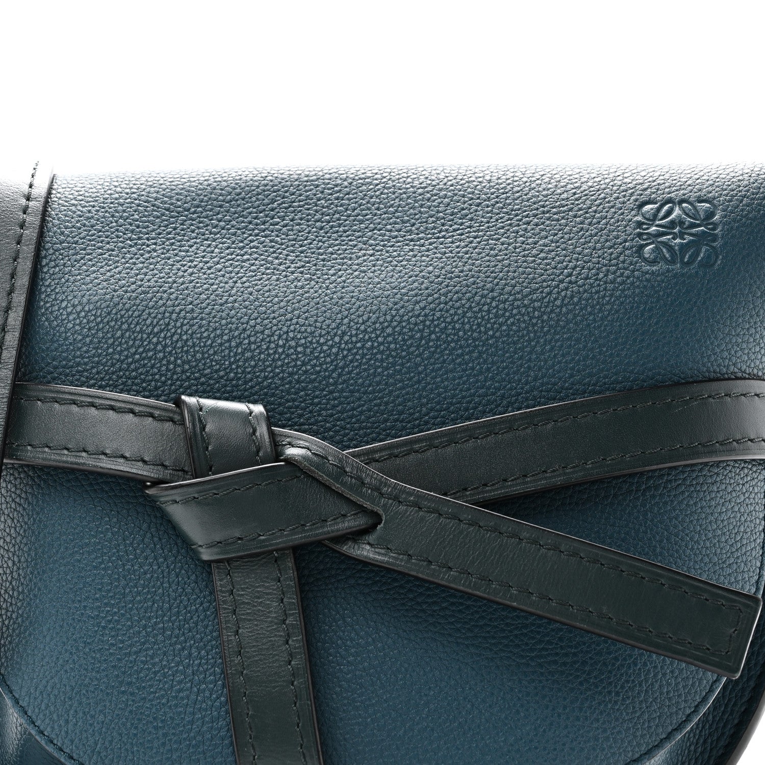 Grained Calfskin Small Gate Crossbody Bag Petroleum Blue Cypress