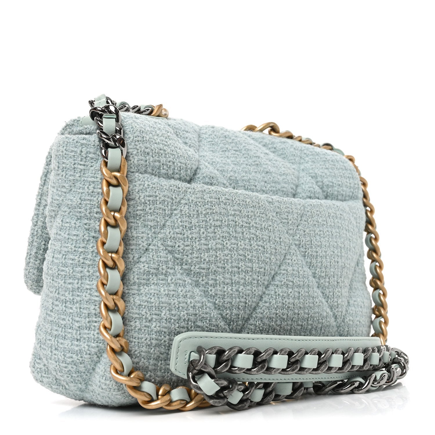 Tweed Quilted Medium CHNL 19 Flap Blue Multicolor
