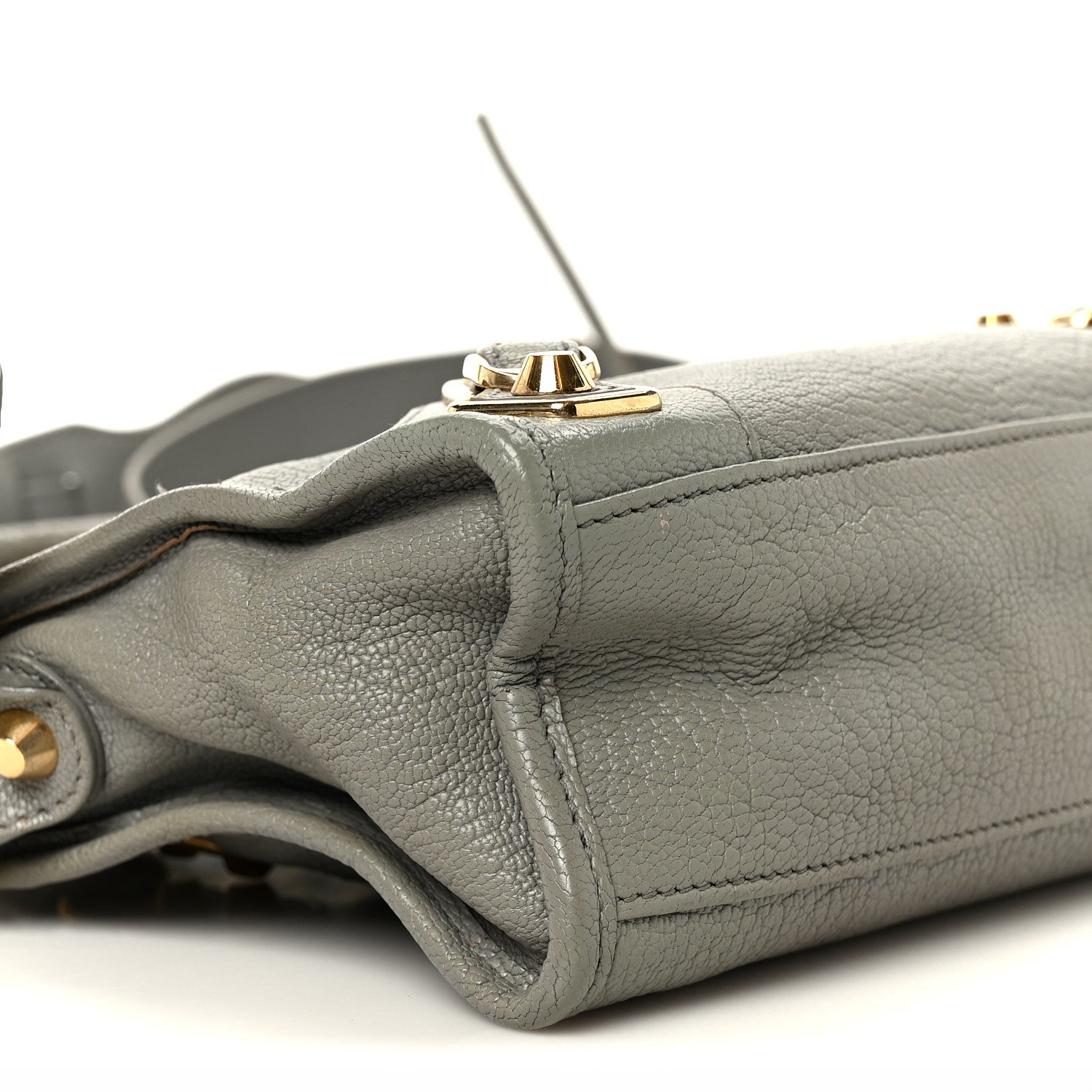 Chevre Gold Metallic Edge Hardware Mini City Gris Taupe