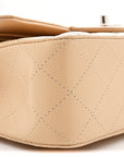 Caviar Quilted Small Double Flap Beige