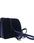 Mink Fur Snakeskin Crossbody Bag Navy