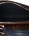 Cuoio Romano Vitello Cover Glazed Fabric Bi-Color FF 1974 Mini Peekaboo I SEE U Satchel Blue Dark Brown Tobacco Moro