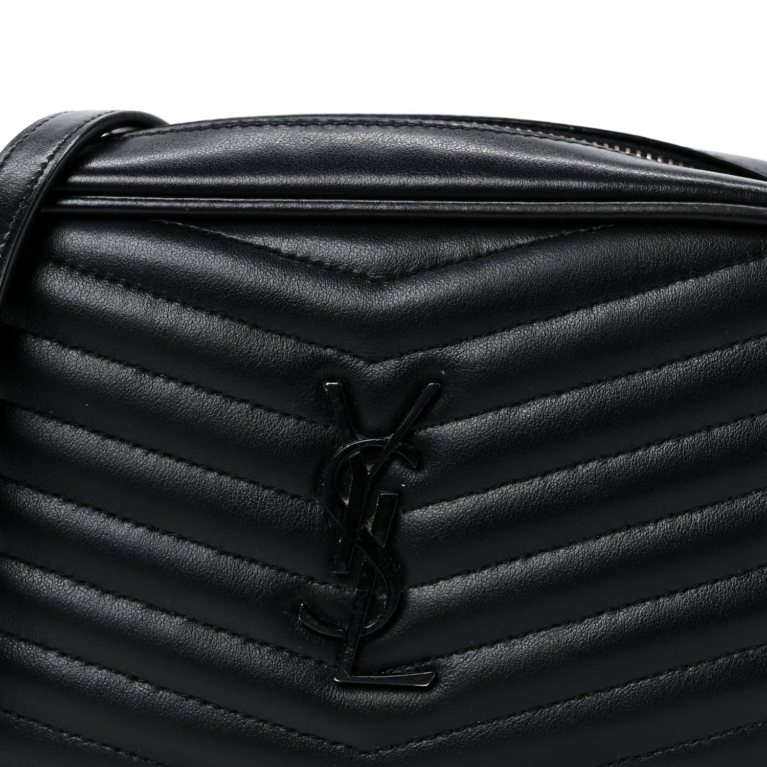 Calfskin Matelasse Monochrome Monogram Mini Lou Camera Bag Black