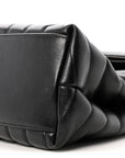Calfskin Y Quilted Monogram Medium Loulou Chain Satchel Black