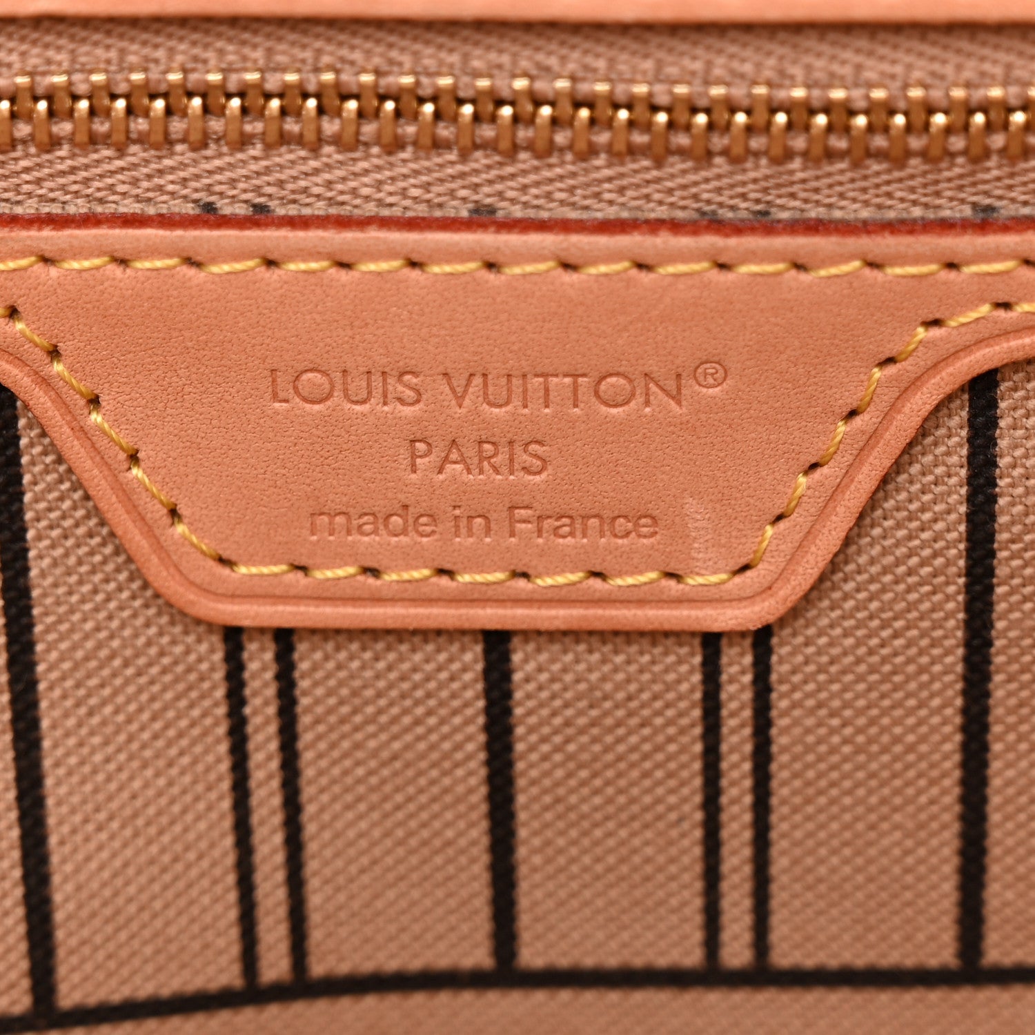 Monogram Stamped Inside Out Neverfull Bandouliere GM Beige