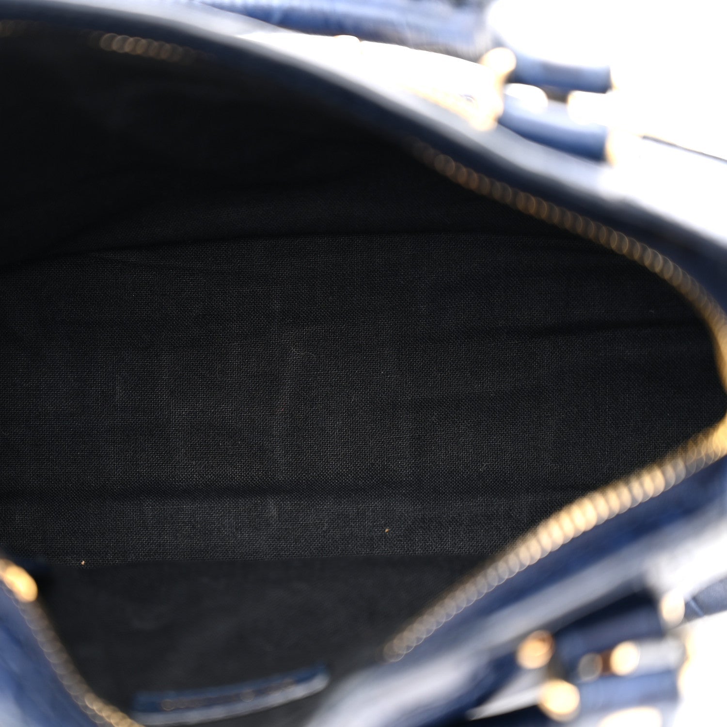 Calfskin Crocodile Embossed Gold Metallic Edge Hardware Mini City Bleu