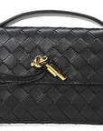 Nappa Intrecciato Long Andiamo Top Handle Clutch Black