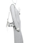 Agneau Arena Graffiti Le Cagole Shoulder Bag XS White Black