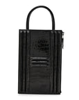 Shiny Porosus Crocodile Lisse Kelly Cadena Clutch Black