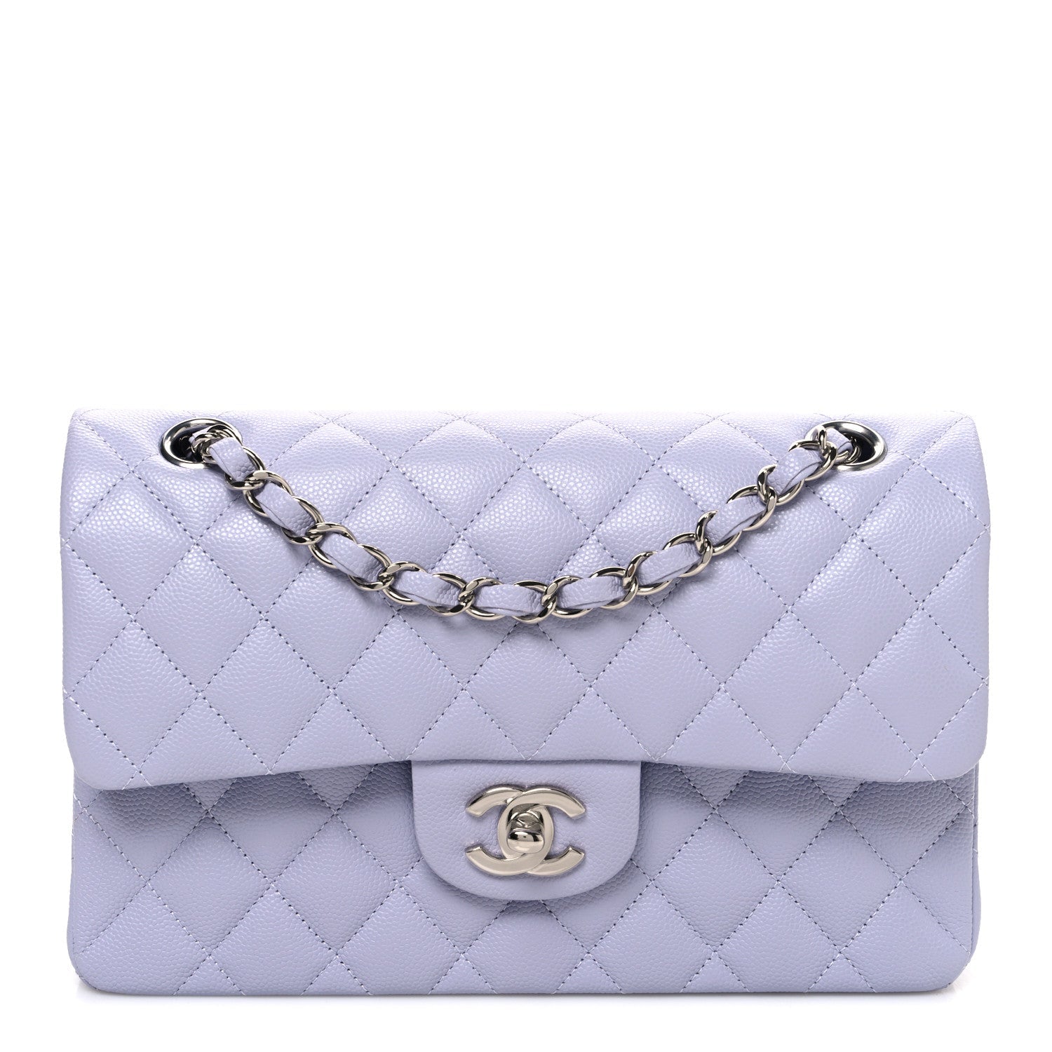 Caviar Quilted Small Double Flap Light Purple