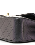 Iridescent Lambskin Quilted Medium Double Flap Black