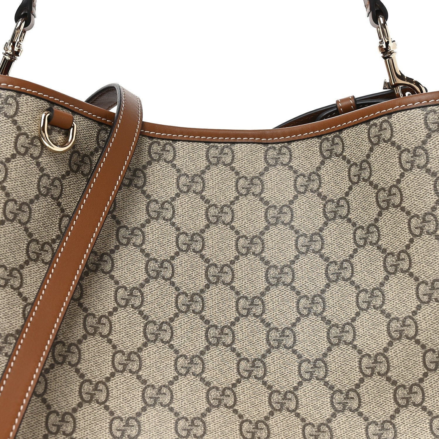 GG Supreme Monogram Medium Emblem Bucket Bag Beige Brown