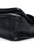 Crocodile Embossed Lambskin Monogram Medium Niki Chain Satchel Black