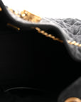 Washed Denim Quilted Small CHNL 25 Handbag Black