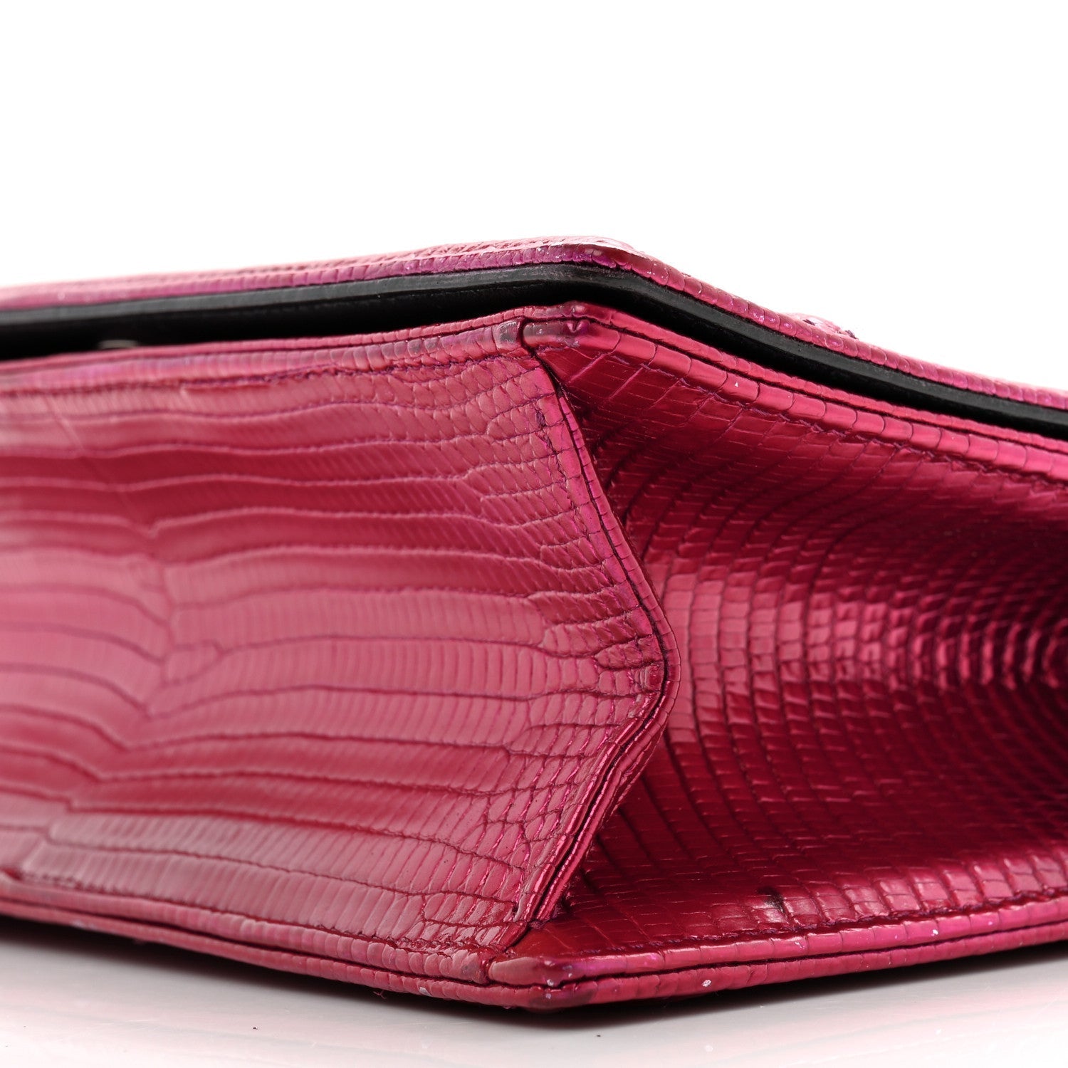 Metallic Lizard Small D1ORama Flap Bag Fuchsia