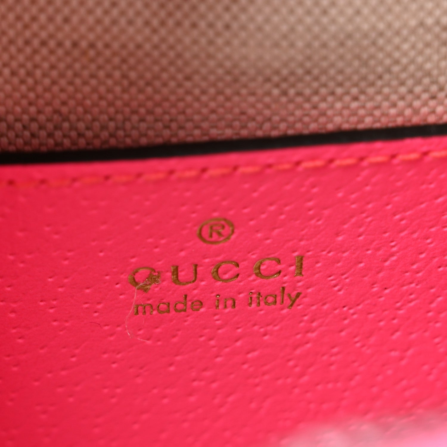GG Supreme Monogram Textured Dollar Calfskin Web Ophidia Small Crossbody Bag Beige Ebony Fuchsia