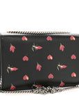 Calfskin Medium Heart Bolts Monogram Kate Satchel Black