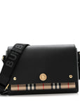 Grainy Calfskin Vintage Check Note Crossbody Bag Black