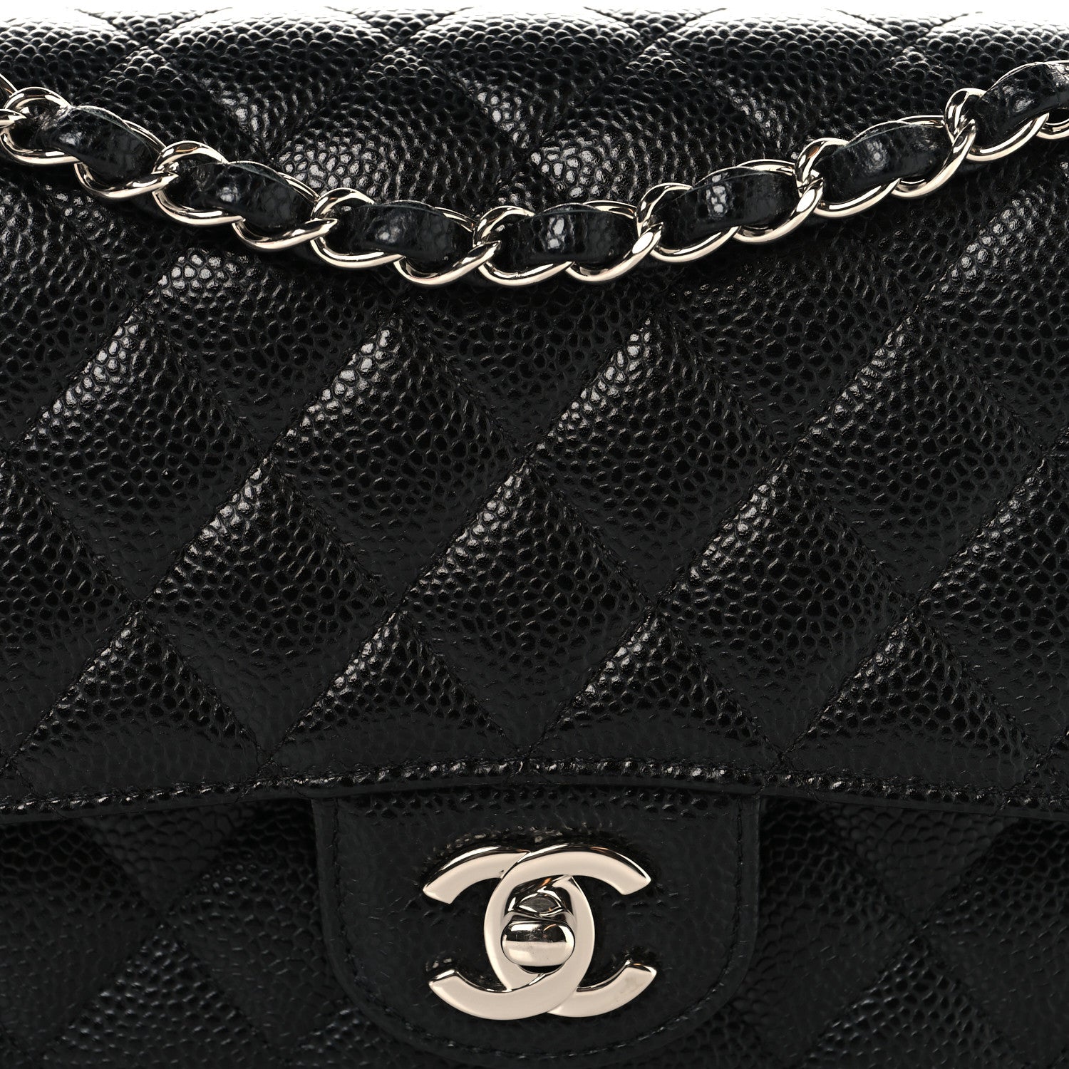 Caviar Quilted Medium Double Flap Black