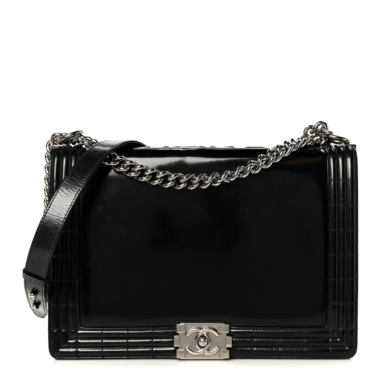 Patent Medium Boy Reverso Flap Black