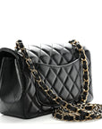 Lambskin Quilted Mini Rectangular Flap Black
