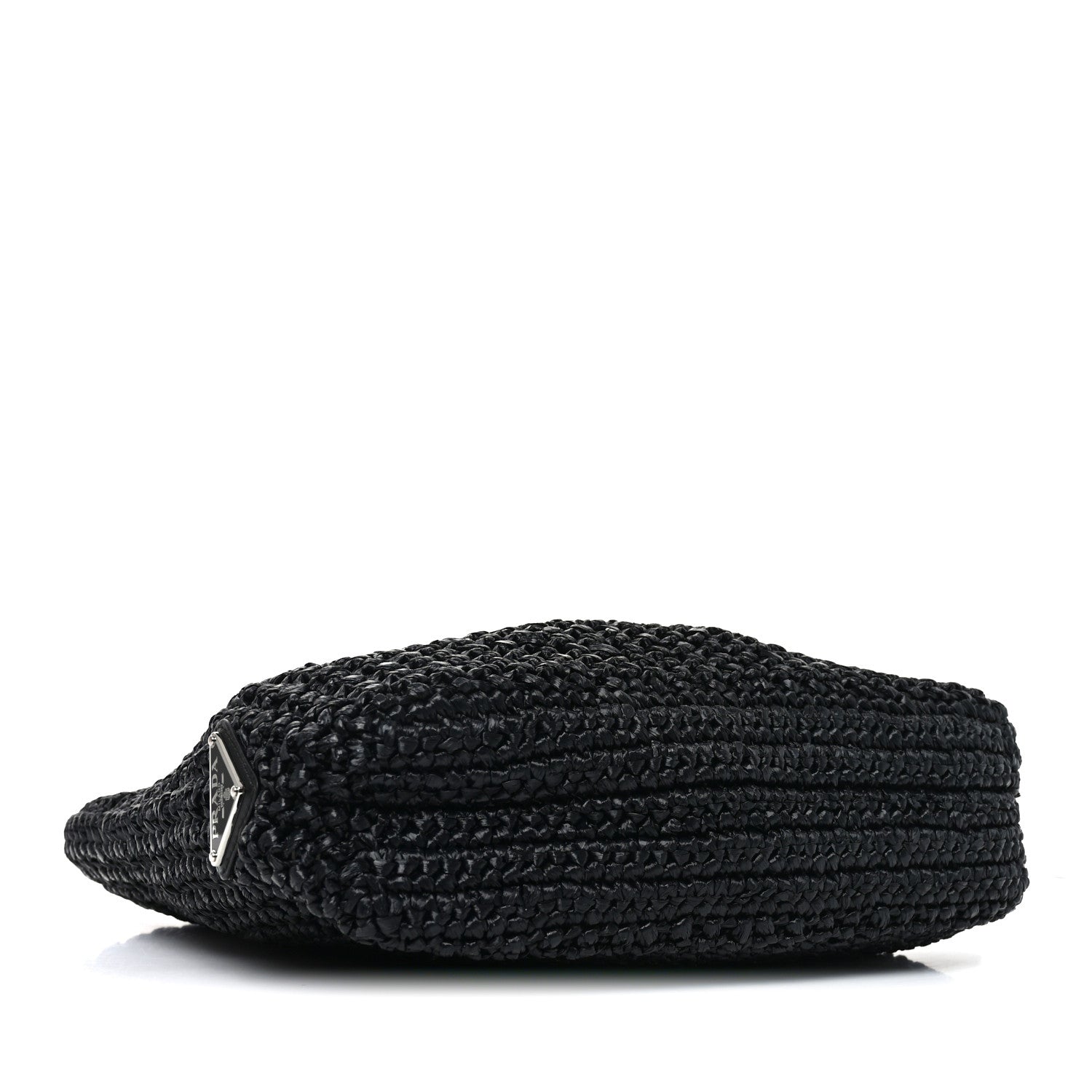 Yarn Raffia Effect Crochet Small Logo Tote Black