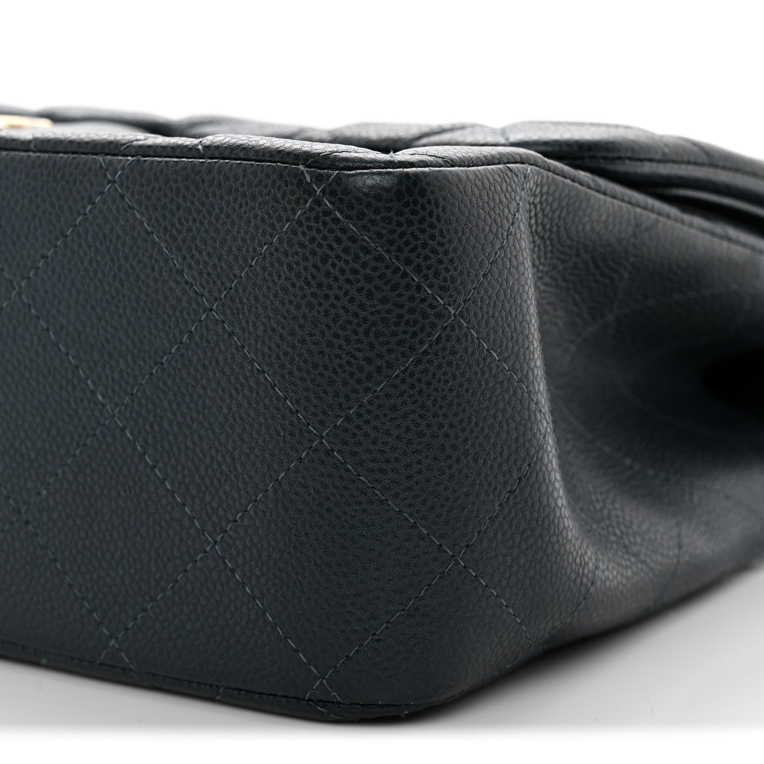 Metallic Caviar Quilted Jumbo Double Flap Dark Blue
