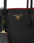Saffiano Cuir Small Double Bag Black Fuoco