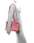 Grainy Calfskin House Check Medium Banner Tote Mauve Pink
