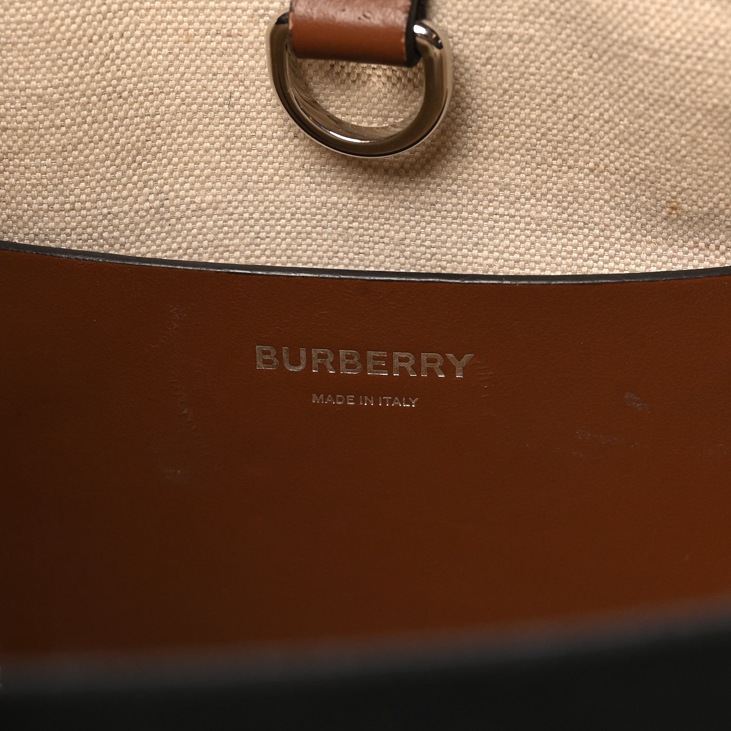 Canvas Smooth Calfskin Mini Two Tone Freya Tote Black Tan