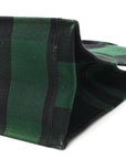 Canvas Embroidered Large Checkered Book Tote Black Green