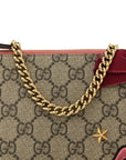 GG Supreme Monogram Face Embroidered Wrist Wallet Pink