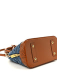 Denim Calfskin Reverse Monogram Malletage Alma BB Blue