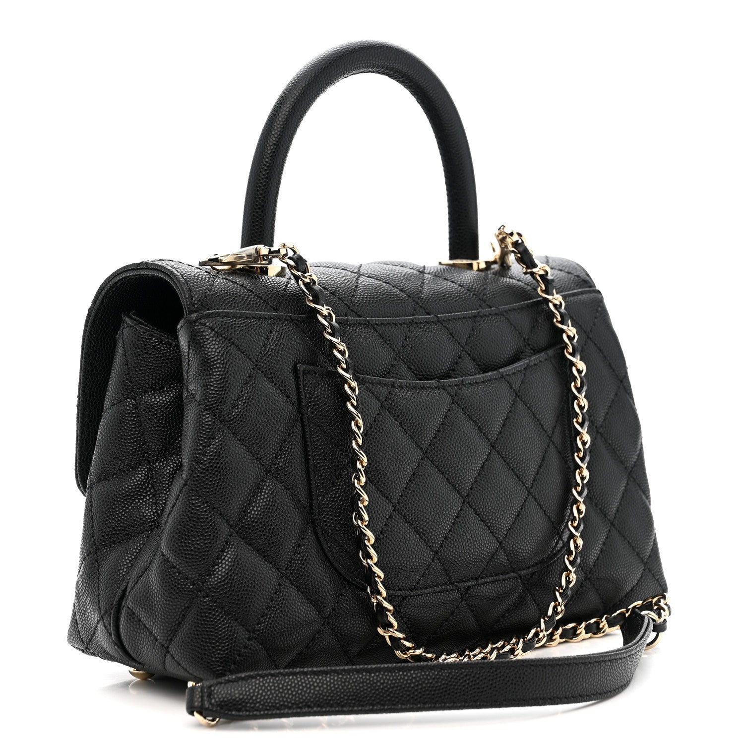 Caviar Quilted Mini Coco Handle Flap Black