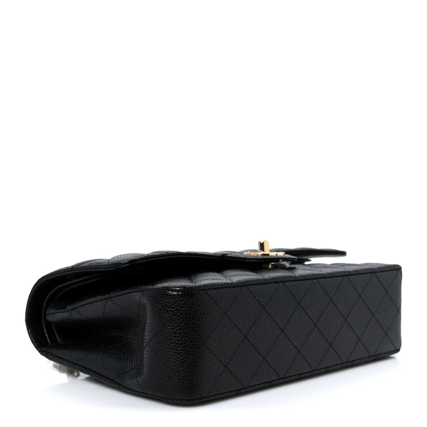 Caviar Quilted Medium Double Flap Black