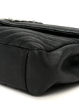 Sheepskin Matelasse Chevron Monogram Monochrome Medium College Bag Black