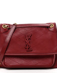 Lambskin Matelasse Monogram Medium Niki Chain Satchel Rouge Legion