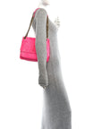 Crinkled Calfskin Matelasse Monogram Medium Niki Chain Satchel Rose Glow