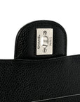 Caviar Quilted Medium Double Flap Black