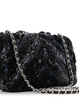 Sequins Chevron Mini Rectangular Flap Black Blue