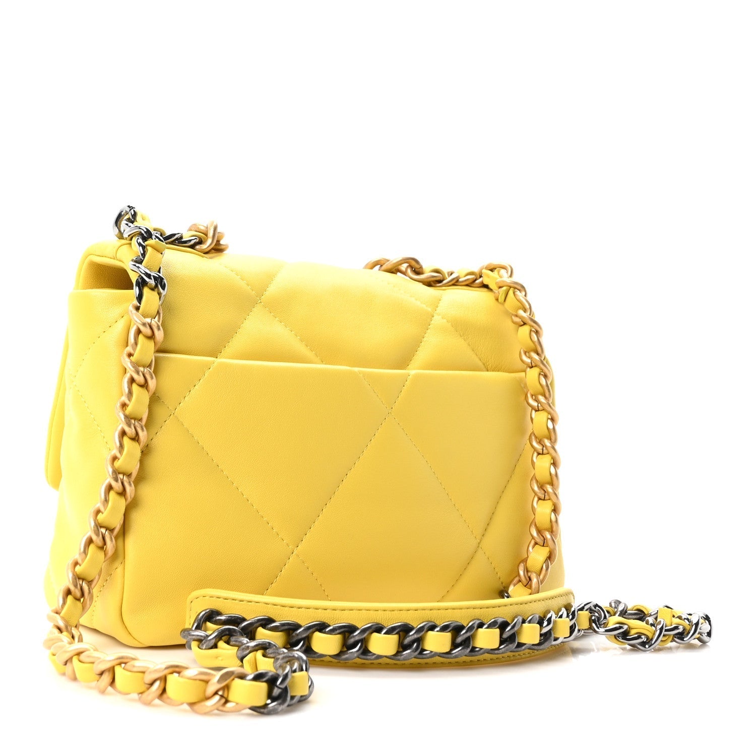 Lambskin Quilted Medium CHNL 19 Flap Yellow