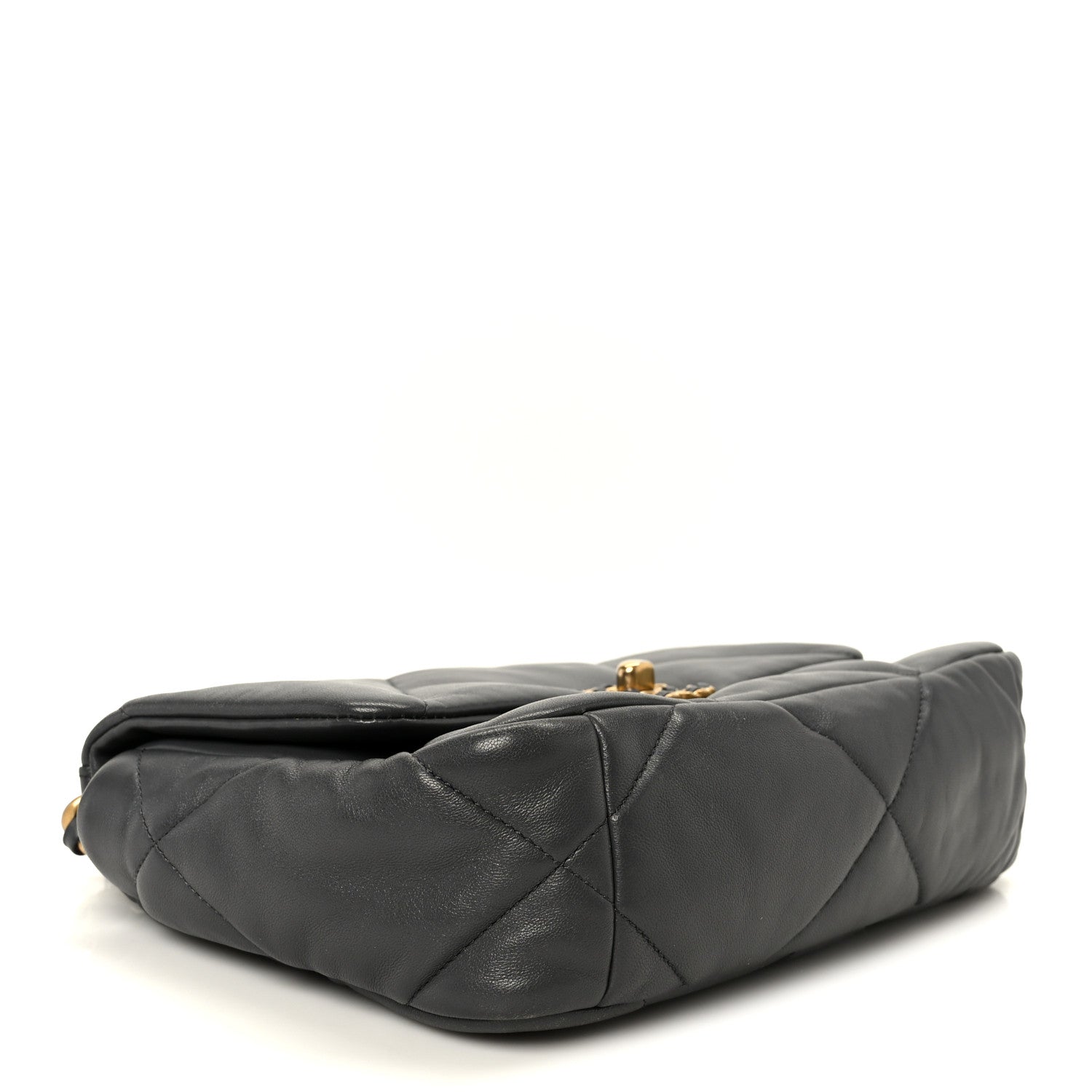 Lambskin Quilted Medium CHNL 19 Flap Dark Grey
