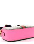 GG Supreme Monogram Textured Dollar Calfskin Web Ophidia Small Crossbody Bag Beige Ebony Fuchsia