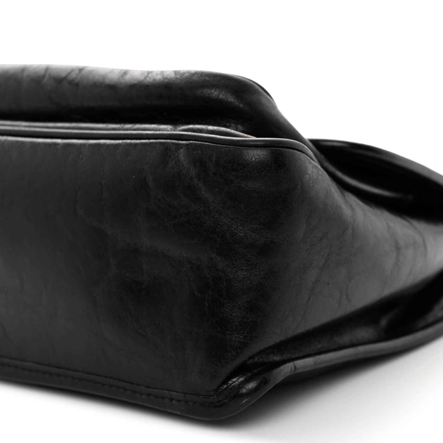 Crinkled Calfskin Monogram Medium Niki Chain Satchel Black