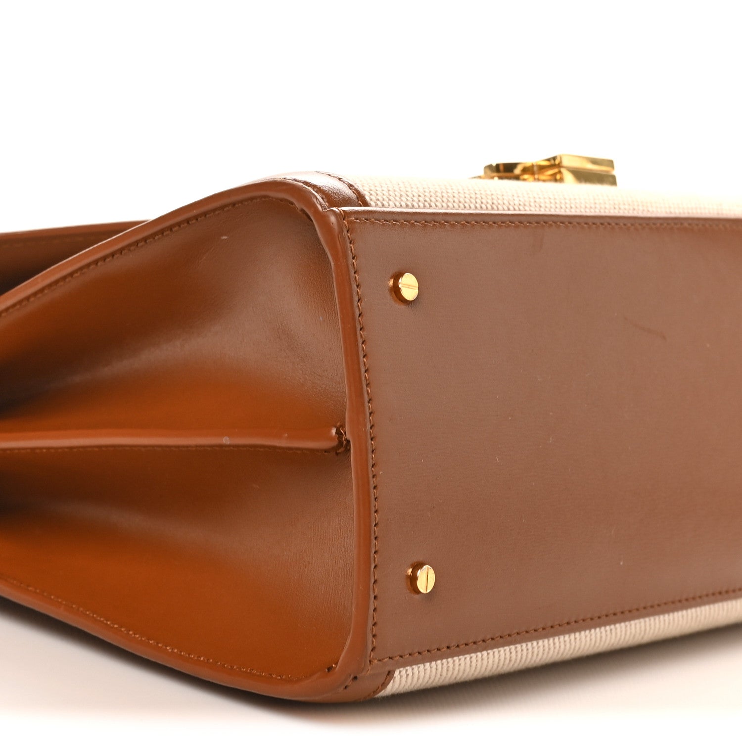 Canvas Calfskin Medium Classic Monogram Cassandra Top Handle Tan Natural