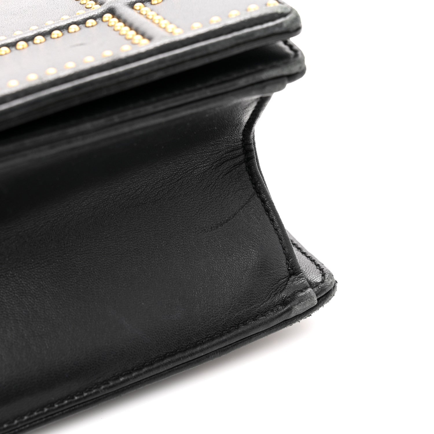 Lambskin Studded Medium D1ORama Flap Bag Black