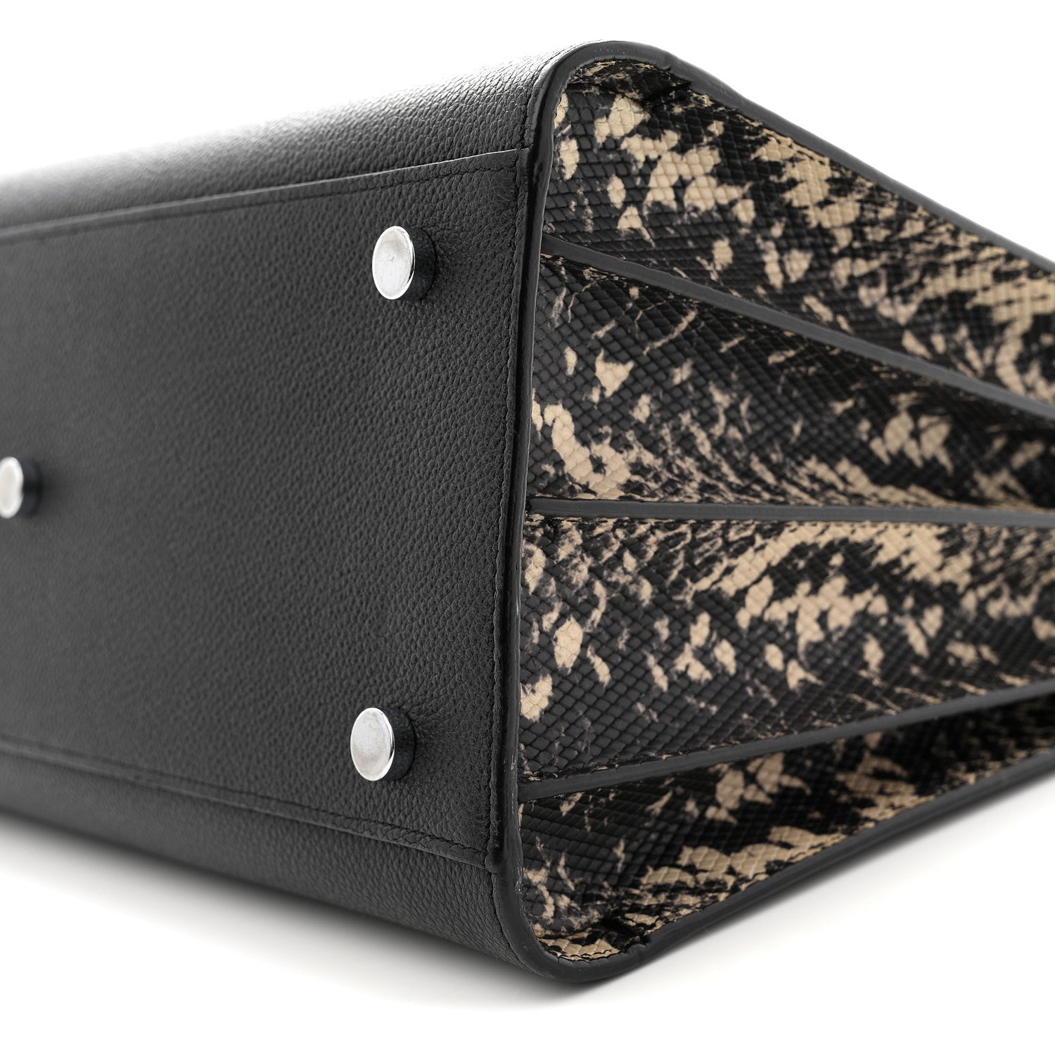 Grained Calfskin Embossed Python Small Sac De Jour Black